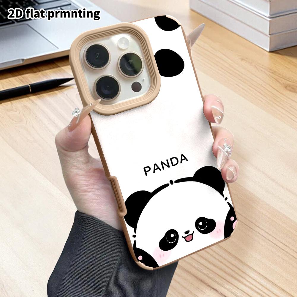 Phone Case: 2D flat lambskin suitable for iPhone 18 17 16 15 14 13 Pro film protective case,blush panda, Christmas and Halloween holiday gift
