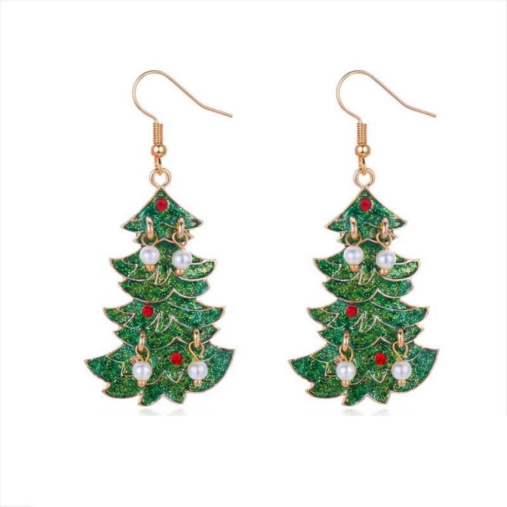 Crystal Christmas Tree Earrings Colorful Crystal Xmas Studs Rhinestone Drop Ear Fashion Women