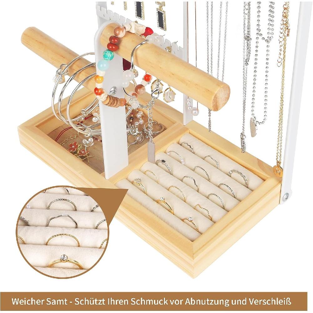 Подставка для украшений, Подставка для украшений, Подставка для серег, Подставка для цепочек с подставкой для хранения, Подставка для украшений из дерева и металла, Хранение украшений