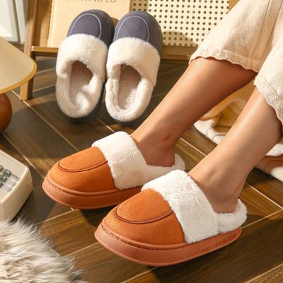 Новый зимний тренд: теплые нескользящие пушистые тапочки для дома, женские тапочки с закрытым носком, женская домашняя хлопковая обувь
