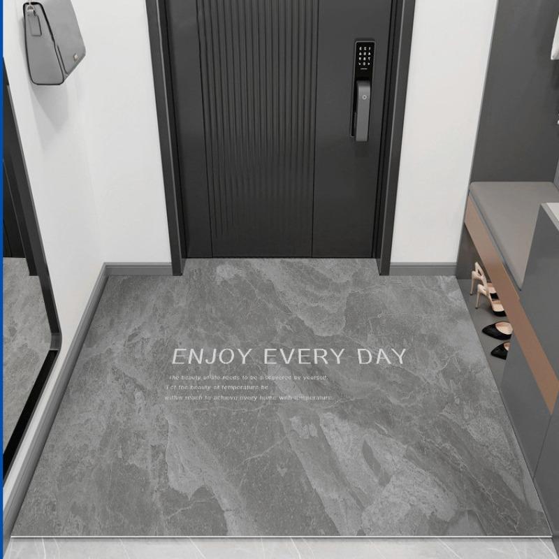 Современный коврик для прихожей 'Наслаждайся каждым днем', серо-оранжевая цветовая гамма, нескользящий коврик для декора входной двери дома