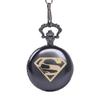 Retro Black and Gold Superman Pocket Watch with Large Initial and Thick Chain, Style 1024