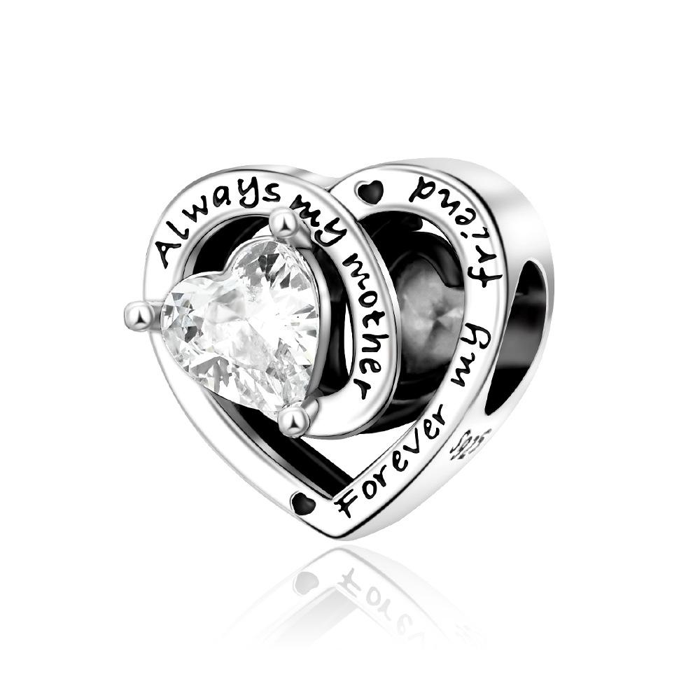 S925 Silver DIY Heart Shaped Bead Jewelry Accessories Fashion Birthday Gift For Girls Love Gemstone Beading Craft Supplies