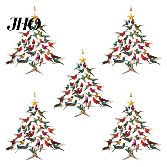 Acrylic Hummingbird Decoration Sparkling Christmas Ornament Double-Sided Colorful Design Special Tree Stack Winter Bird Xmas Decor Holiday Accessory
