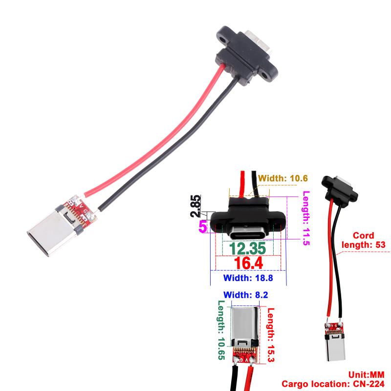 1/3 шт. 3A 5V USB-розетка типа C и USB-розетка типа A с разъемом для кабеля
