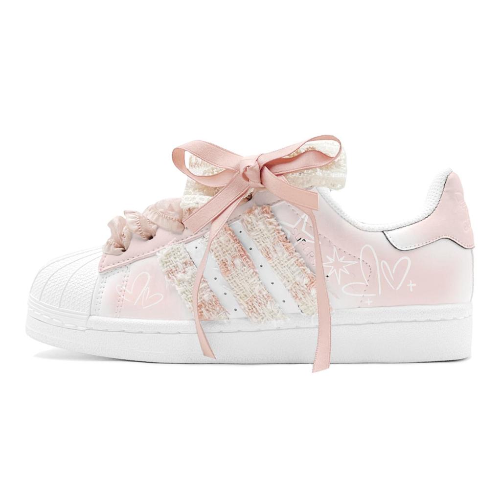 adidas Originals Superstar 2 Романтичный Подарок Низкие Повседневные Скейтбордические Кроссовки Унисекс Оранжевый Розовый IH8659(TeamS2-S-BOX)