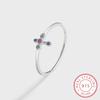 Creative Cross Ruby Sapphire Emerald Full Zircon Couple Ring For Women Genuine Sterling S925 Silver Anniversary Gift Jewelry