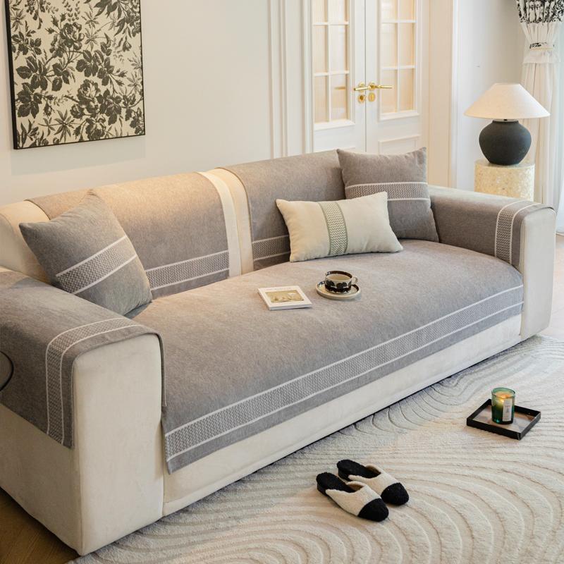 Подушка для дивана из синели, универсальный чехол на все сезоны, универсальный чехол, современный легкий роскошный чехол, нескользящая подушка против кошачьих царапин