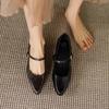 Krazing Pot Овечья кожа Лето Весна Осень Зима Средний каблук Женские Туфли Мэри Джейн с круглым носком Неглубокие лодочки