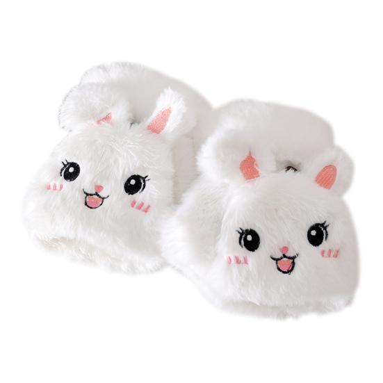 1 Pair Women Plush Rabbit Fingerless Gloves Warm Thick Winter Convertible Flip Top Cartoon Bunny Gloves Outdoor Cold Weather Half Finger Mittens