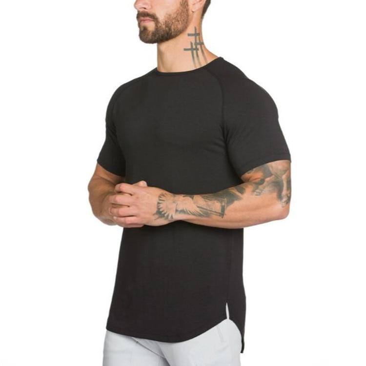 Muscleguys Long T Shirt Men Hip Hop Gyms T-shirt Longline Extra Long Tee Shirt for Male Bodybuilding and Fitness Tops Tshirt