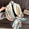 Mid-length Silk Scarf Mountain River Picture Design High-end Versatile Shawl Daily Casual Outer Scarf