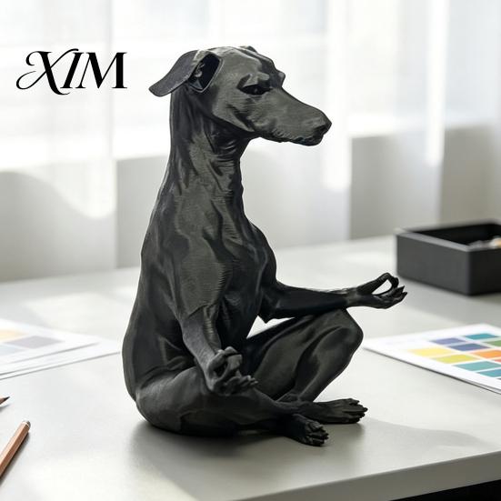 Modern Living Room Table Decor 3D Printed Meditating Dog Statue, Zen Sitting Puppy Figurine for Creative PLA Plastic Ornaments Home Decor, Animal