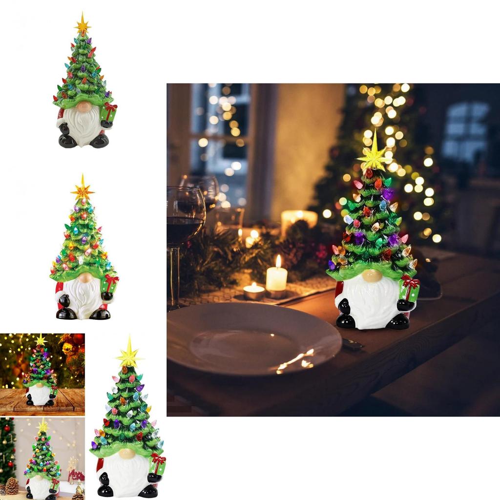 Lighted Christmas Gnomes Resin Ornament With Sculpted Design For Festive Display