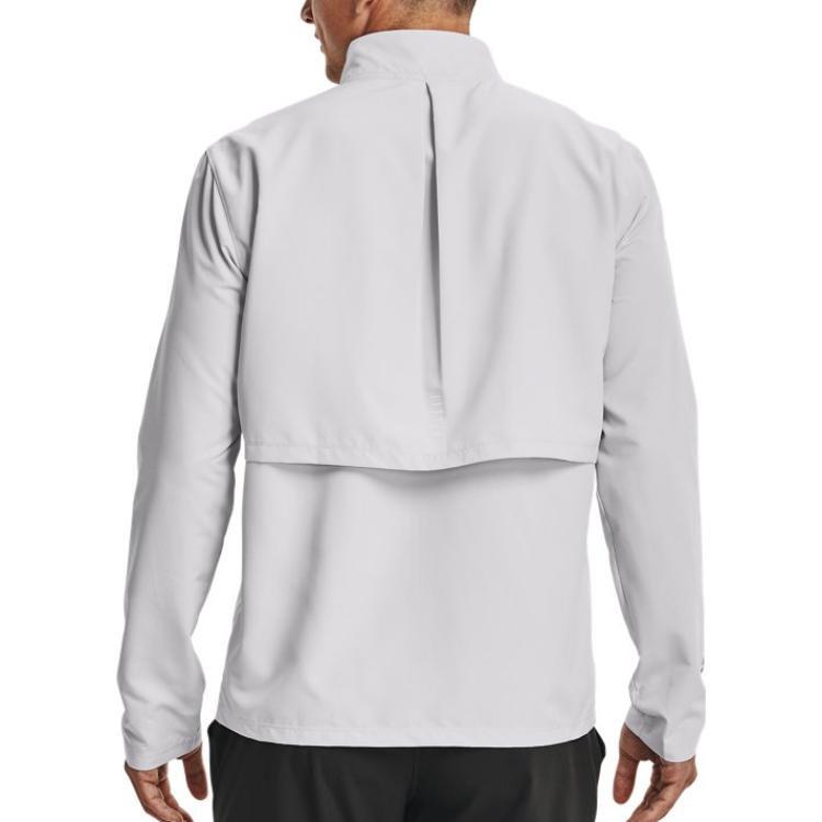 Under Armour Куртка мужская с однотонным принтом и надписью на молнии, воротник-молния, серая 1369342-014