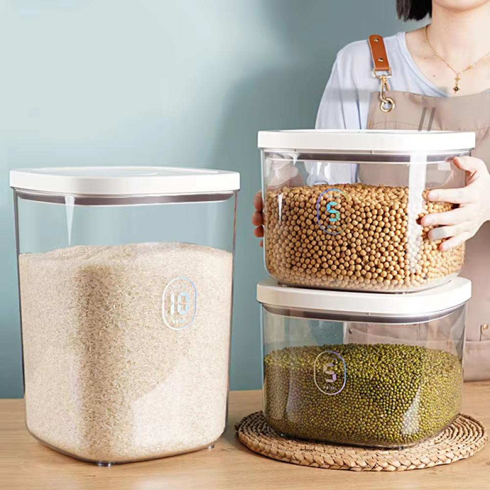 6L/12L Flour Storage Box Sealed Rice Bucket Pet Grain Storage Bucket Cat Grain Bucket Miscellaneous Grain Rice Jar For Kitchen