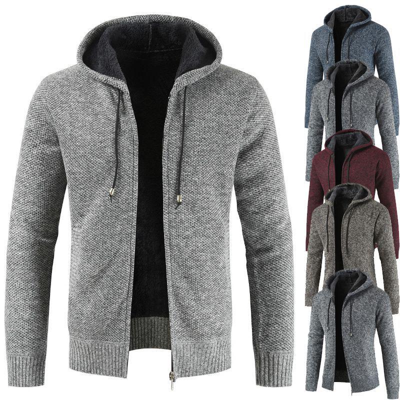 Классическая повседневная мужская толстовка с капюшоном, удобной молнией и глубокими косыми карманами