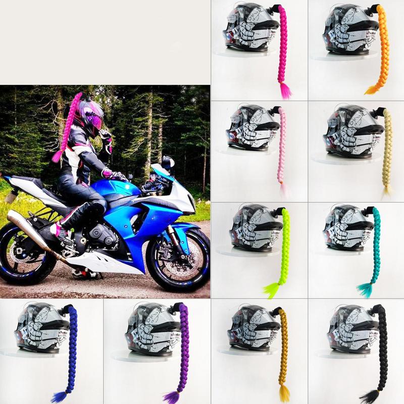 Косички для шлемов, хвосты для мотоциклетных шлемов, хвостики для волос со съемной присоской, косички ручной работы для мотоцикла