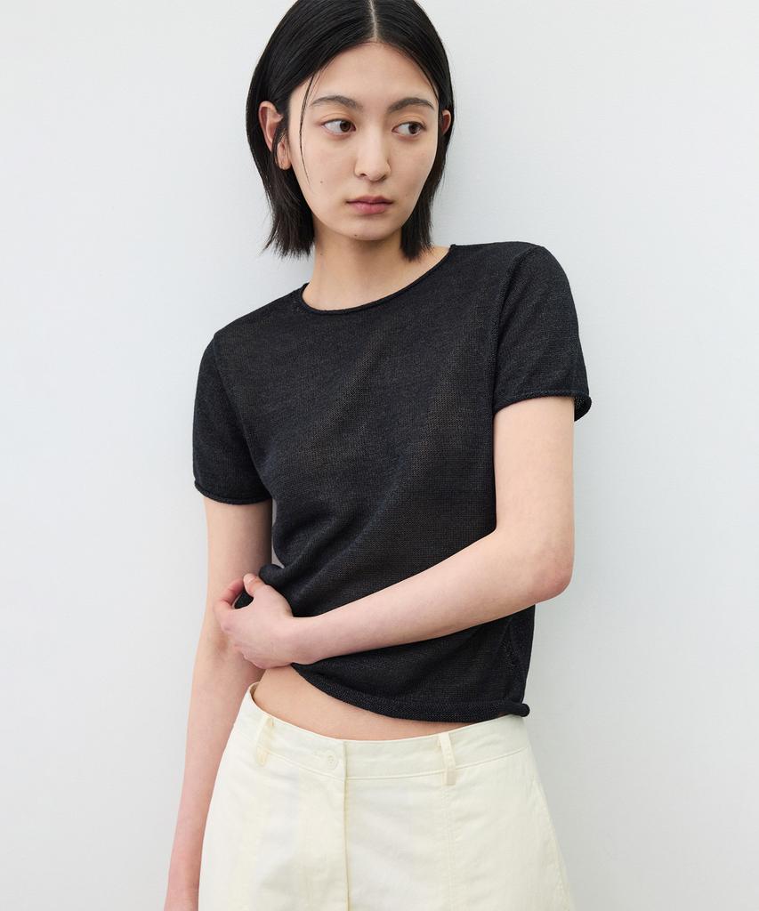 SUARE WOMEN Cotton Paper Half Knit Black