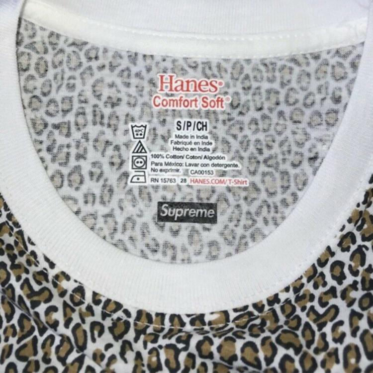 Supreme SS19 x Hanes Леопардовая без этикетки s (2 шт.) Футболка мужская SUP-SS19-095