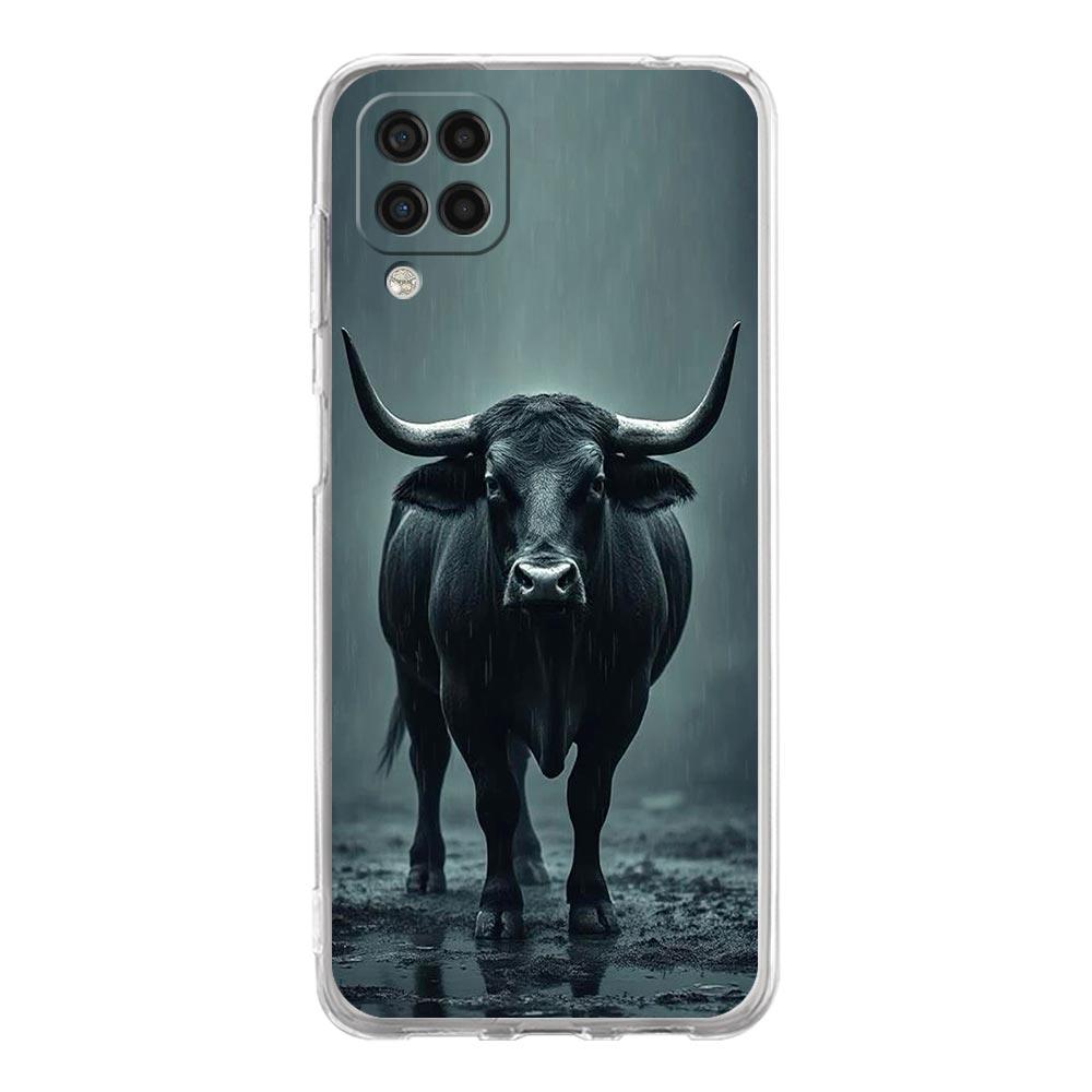 Чехол для телефона Samsung Galaxy A13 A33 A35 A55 A73 A53 A23 A51 A71 A21S A72 A31 A41 A05s A03S A15 A25 5G Прозрачный чехол Бык Животное
