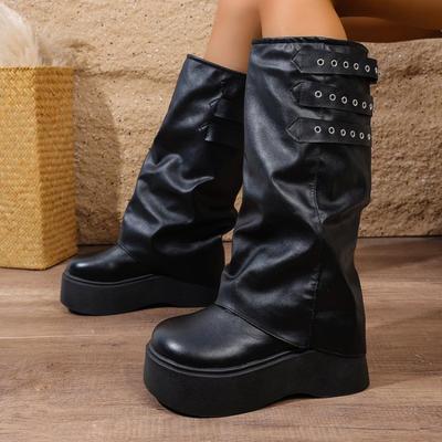 Новая женская осенне-зимняя обувь, мягкая и удобная, с ремешками-пряжками и высоким каблуком