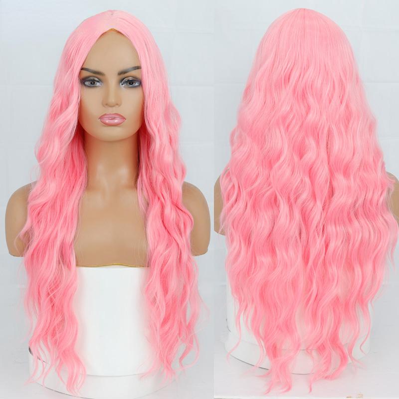 MISS WIG Женские красивые длинные волнистые волосы без челки, синий длинный волнистый парик из синтетического волокна для женщин