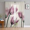 Tulip Flower Sheer Window Curtains For Living Room Kitchen Children Bedroom Voile Hanging Curtain