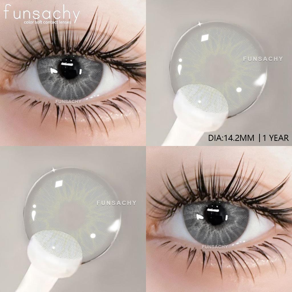 FUNSACHY 1 пара корейских линз, цветные контактные линзы, натуральные линзы для глаз, мягкие голубые линзы для зрачков, новые коричневые косметические средства, годовая цена