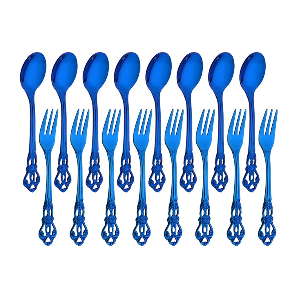 16 шт., чайная ложка из нержавеющей стали и набор вилок для фруктов, послеобеденный чай, маленькая десертная ложка, вилка, кухонная посуда, посуда в западном стиле