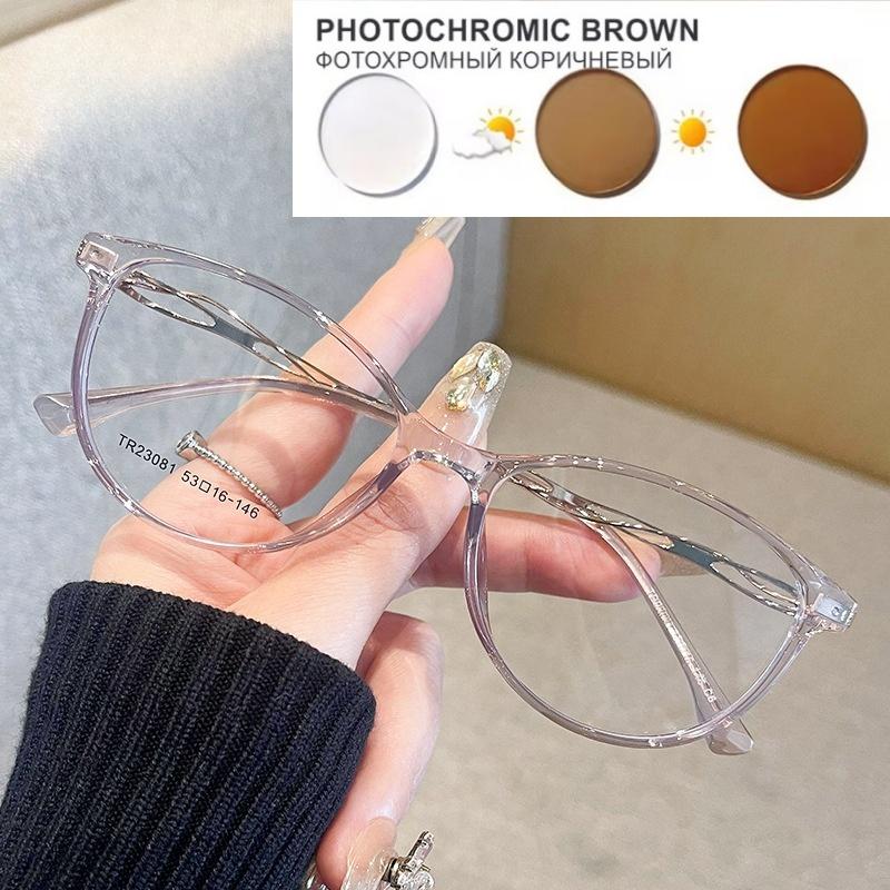 New Light Wine Red Small Oval Frame Glasses With Myopic Glasses Option Customized Degree Glasses Frame 0~-6.00