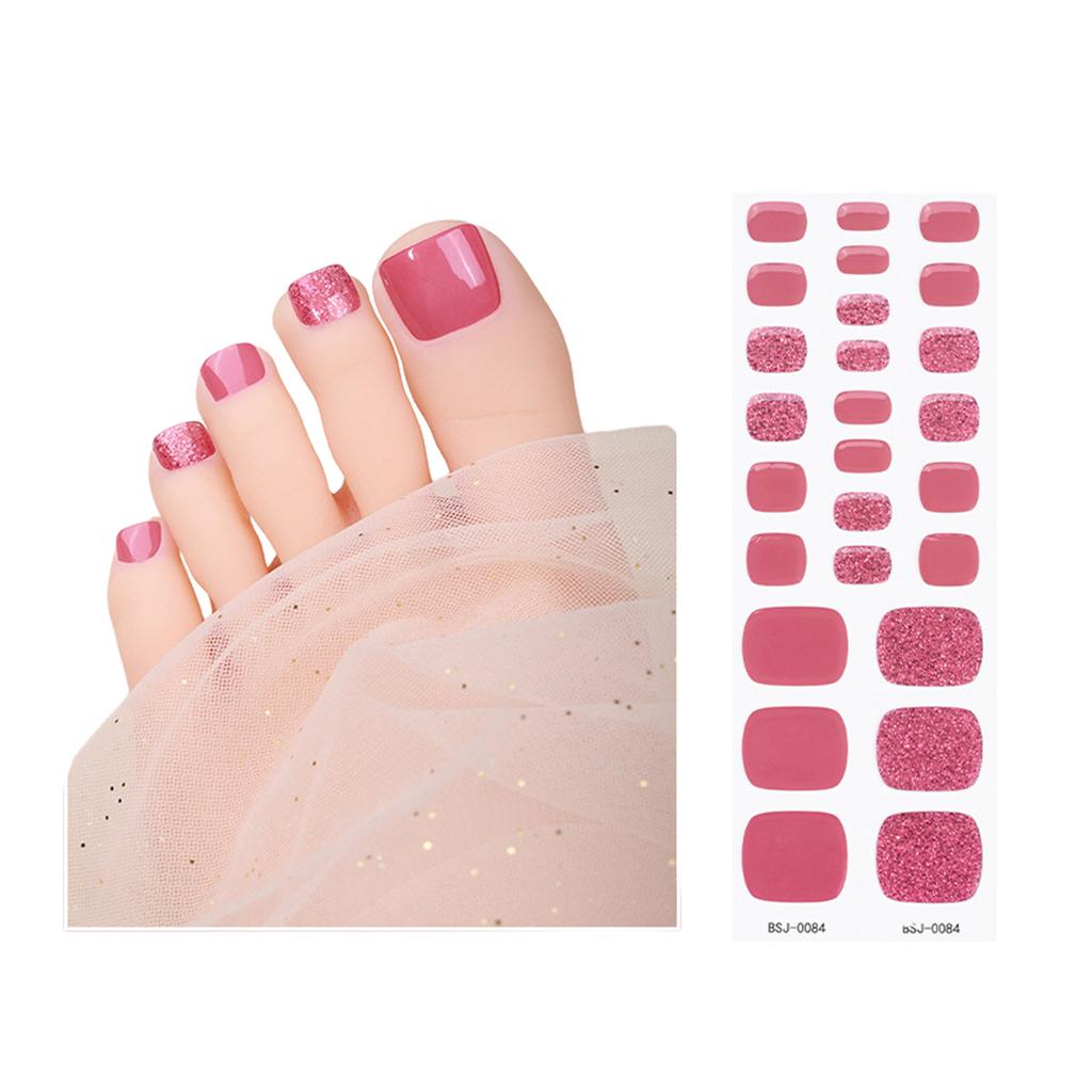 Toenail Stickers Semi Cured Gel Toenail Strips Solid Color Toenail Polish Strips Toe Nail Wraps Toenail Art Decoration