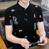 2025 Мужская футболка с воротником-стойкой и принтом из хлопка: Летний тренд с короткими рукавами