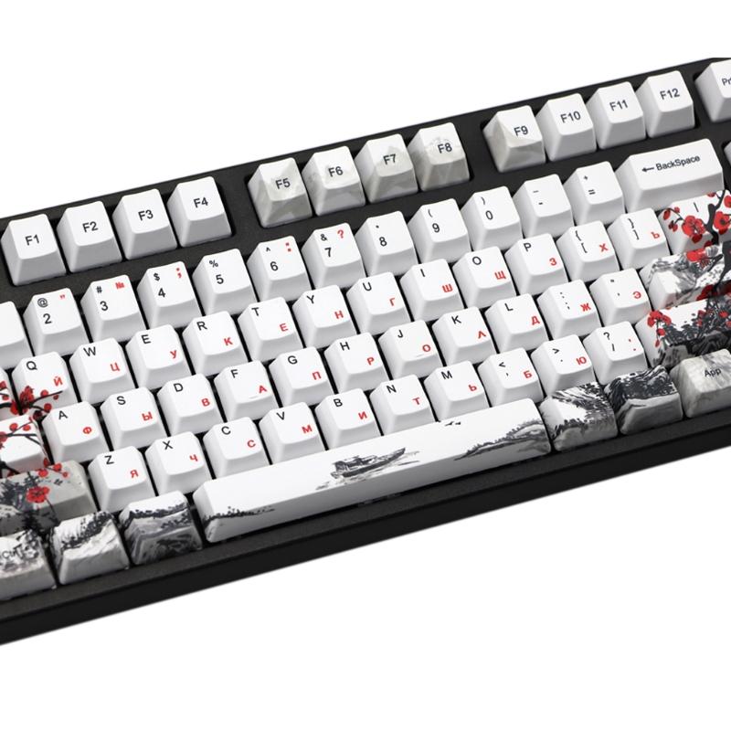 110 клавиш OEM профиль DYE-Sub Ботаническая сливовая ветвь PBT колпачки для клавиш Сублимация с 1.75U 2U Shift 6.25U Пробел