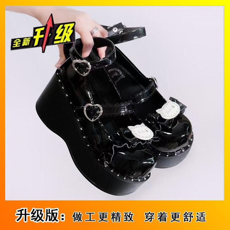 Хип-хоп девушка взрыв JK милые крутые маленькие кожаные туфли 2025 лето ретро панк гот мелкий вырез платформа лолита туфли