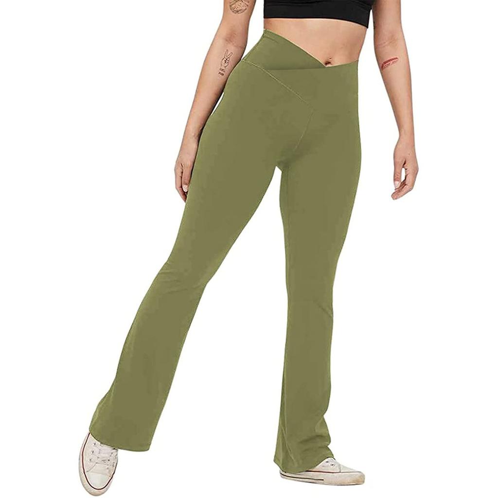 Модные женские сексуальные брюки для йоги с высокой талией и широкими штанинами, однотонные штаны для йоги