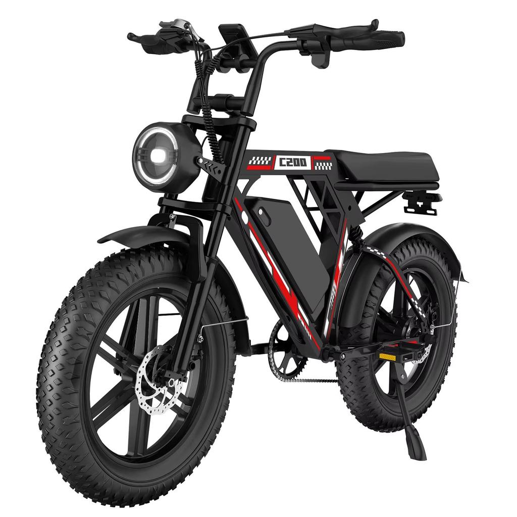 HiQiS new Ebike C200 48V 17.5AH battery maximum range 90KM 1000W motor 25km/h speed 20 inch off-road wide tire all terrain electric bicycle