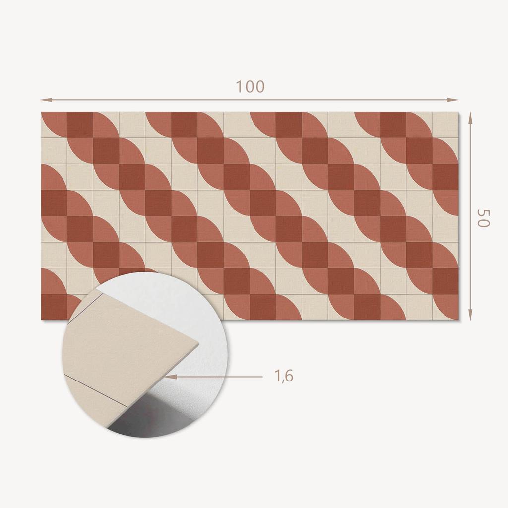 Self-Adhesive Vinyl Panel - Office Wall Decoration 100x50 cm Geometric Wavy Pattern