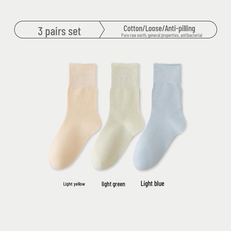 Женские хлопковые носки с антипиллингом: Однотонный, средней длины, впитывающий пот, дезодорирующий, без косточек, свободного кроя, для весны и осени.
