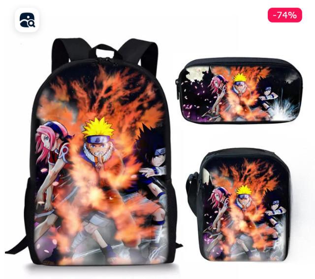 Детский школьный рюкзак «Наруто» из легкого прочного материала с забавным принтом для юных учеников