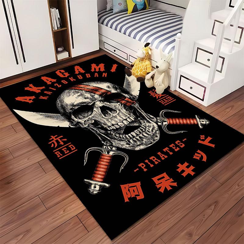 Skull Pirate Design Carpet suitable as a non-slip mat for the living room or bedroom sofa