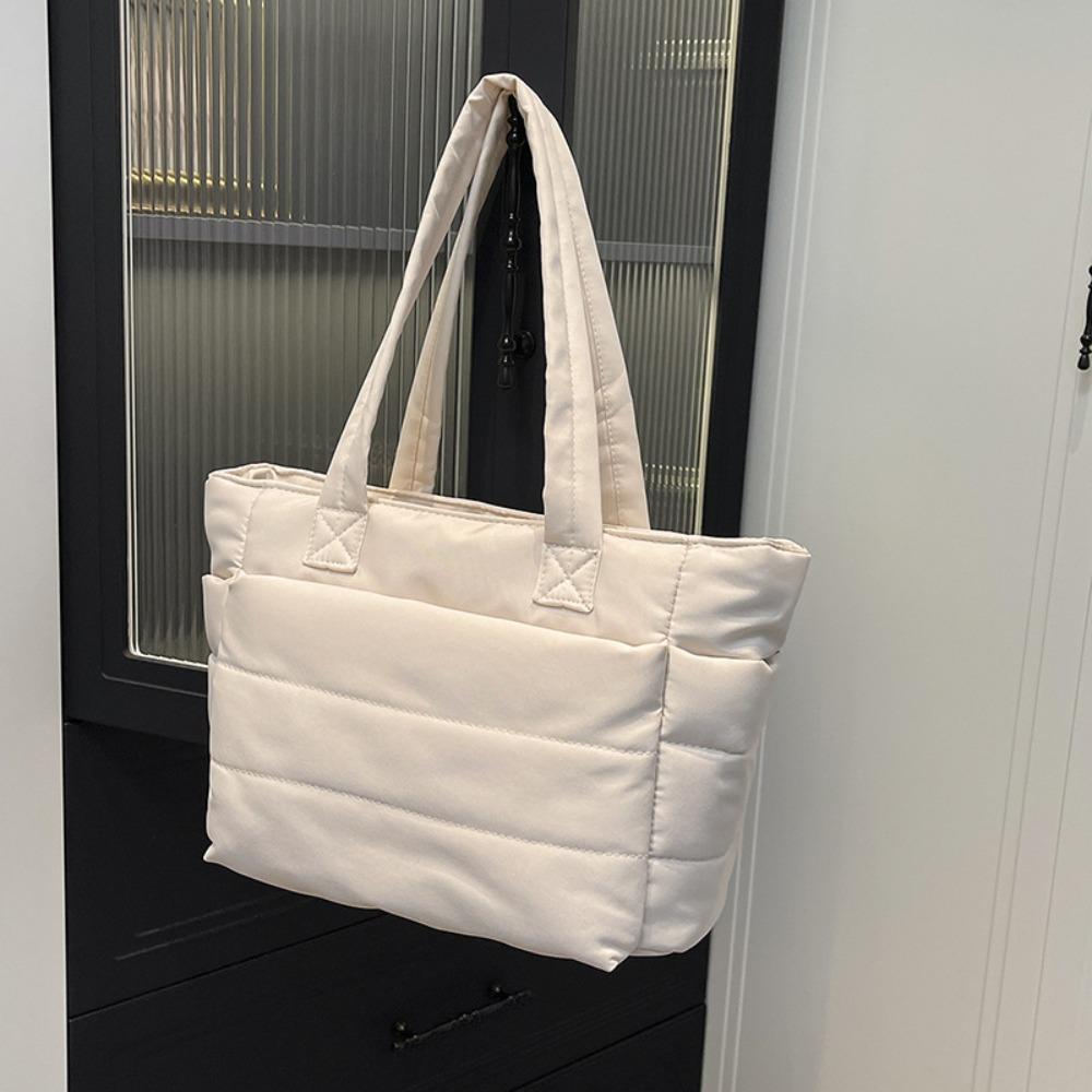 Корейский стиль Пуховая хлопковая наплечная сумка Однотонная нейлоновая сумка-тоут Хлопковая стеганая сумка Леди