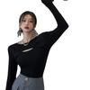 Футболка с длинными рукавами, женская, осенняя, новая, горячая, для девушек, сексуальная, облегающая, базовая рубашка, студенческий топ