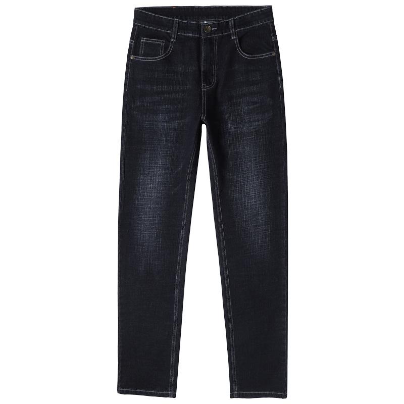 2024 Весна и осень Новые высококачественные джинсы свободного покроя с эластичной прямой молнией Деловые мужские повседневные джинсы