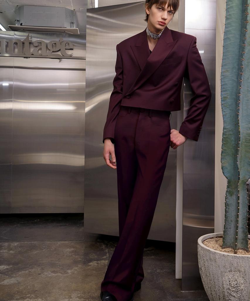 UNTAGE Wool Flare Trousers[Burgundy(Unisex)]_Uth-Fp02