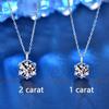 Fashion S925 Sterling Silver 2 Carat Moissanite Diamond Pendant Women's Necklace Fashion Minimalist Collar Necklace Jewelry Gift