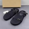 ZA Woman’s Black Flats Sandals 2024 Summer New Beach Sandals Female Casual Outdoor Slippers Female Elegant Buckled Strap Sandals