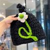 Hand crocheted coarse wool hat women's autumn and winter warm ear protection hat 2024 Korean version three-dimensional flower bag head cold hat