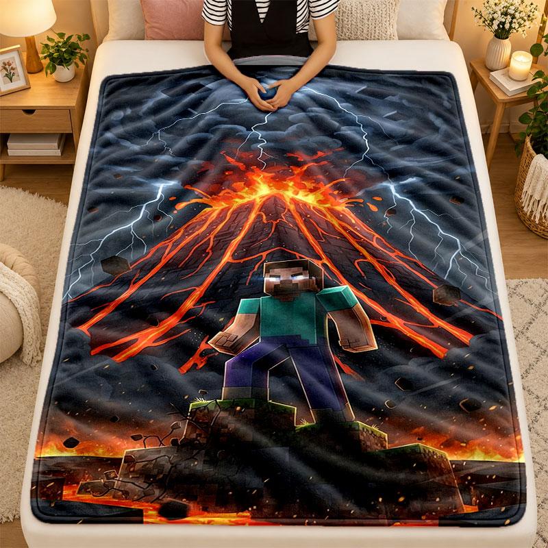 Flannel Blanketminecraft Warm Soft Throw Blanket for Indoor Sofa Bed Living Room Use