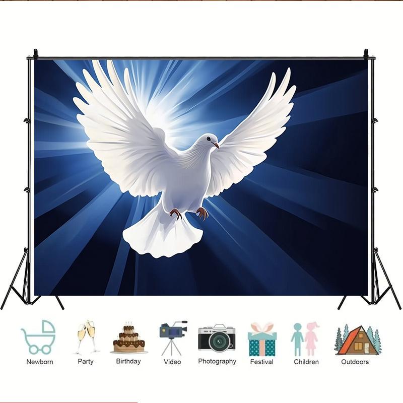 Peace Dove Backdrop Banner, White Dove with Outstretched Wings and Blue Radiant Light, Photo Background for Wedding Birthday Home Decor